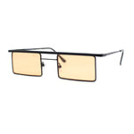 Mod Flat Top Square Rectangle Metal Rim Retro Fashion Sunglasses