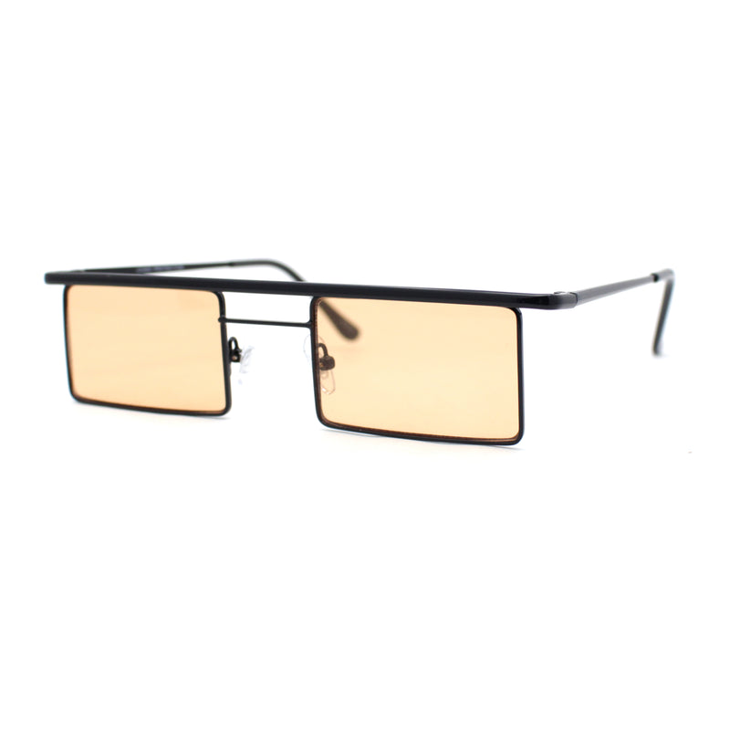 Mod Flat Top Square Rectangle Metal Rim Retro Fashion Sunglasses