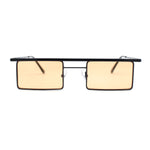 Mod Flat Top Square Rectangle Metal Rim Retro Fashion Sunglasses