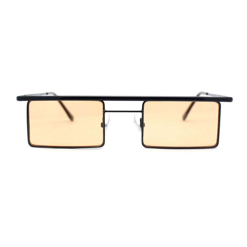 Mod Flat Top Square Rectangle Metal Rim Retro Fashion Sunglasses