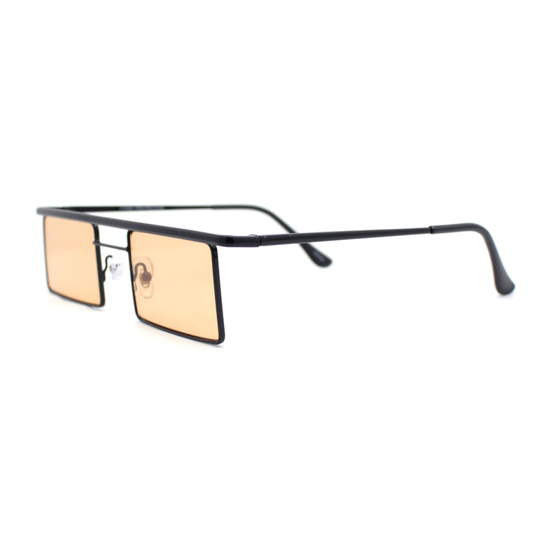 Mod Flat Top Square Rectangle Metal Rim Retro Fashion Sunglasses