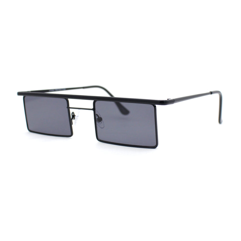 Mod Flat Top Square Rectangle Metal Rim Retro Fashion Sunglasses