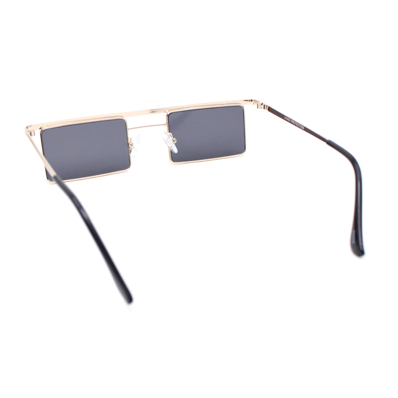 Mod Flat Top Square Rectangle Metal Rim Retro Fashion Sunglasses