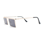 Mod Flat Top Square Rectangle Metal Rim Retro Fashion Sunglasses