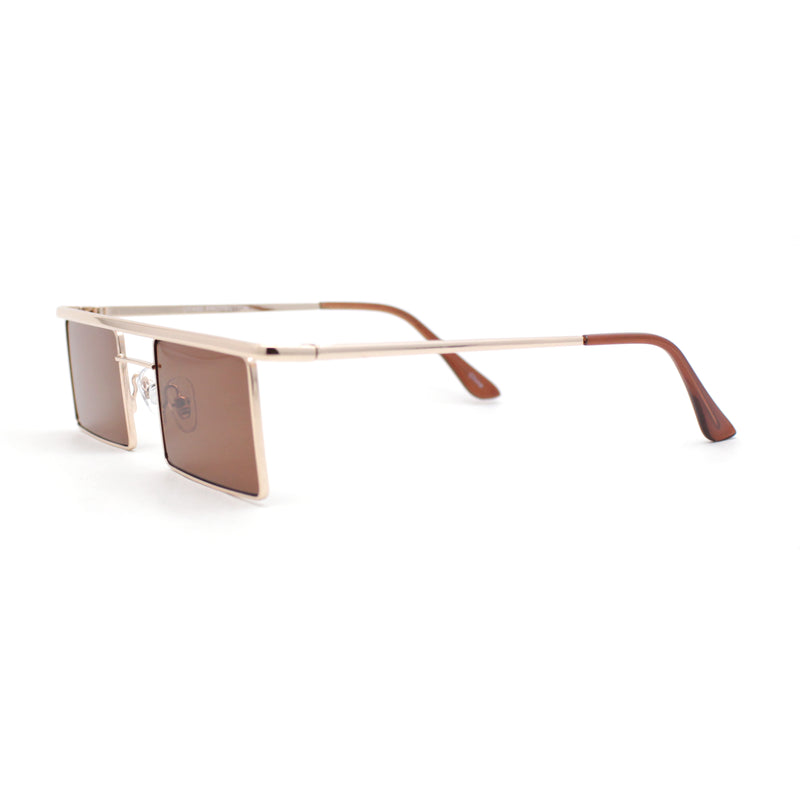 Mod Flat Top Square Rectangle Metal Rim Retro Fashion Sunglasses