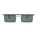 Mod Flat Top Square Rectangle Metal Rim Retro Fashion Sunglasses