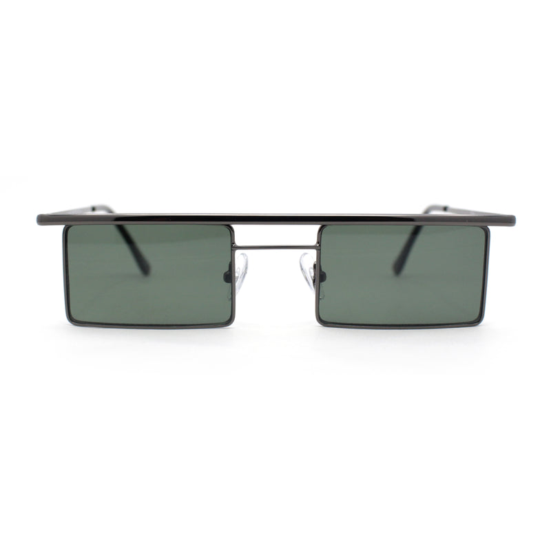 Mod Flat Top Square Rectangle Metal Rim Retro Fashion Sunglasses