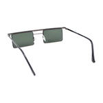 Mod Flat Top Square Rectangle Metal Rim Retro Fashion Sunglasses