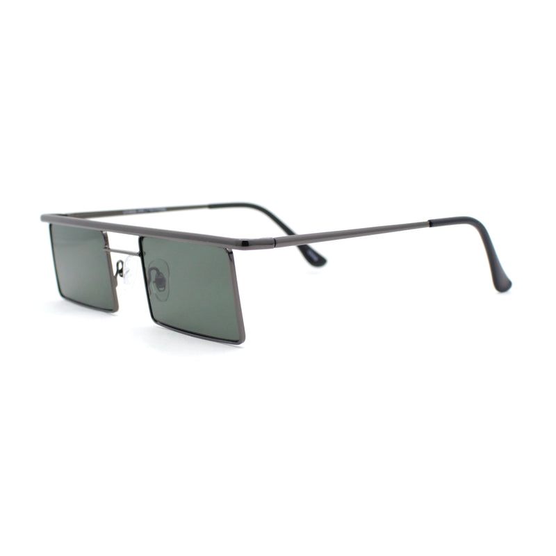 Mod Flat Top Square Rectangle Metal Rim Retro Fashion Sunglasses