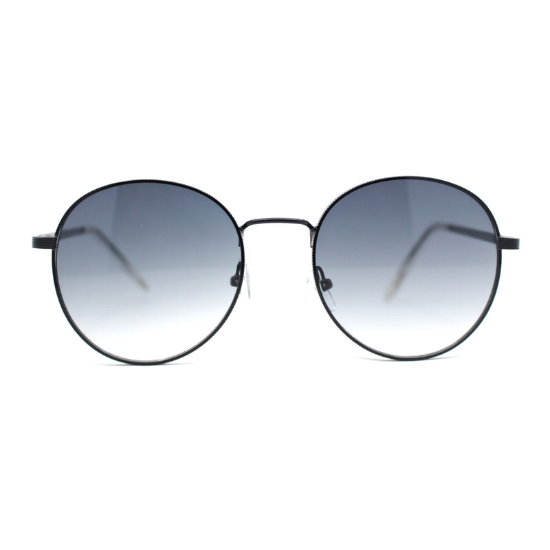 Retro Nerdy Round Thick Metal Rim Fashion Sunglasses