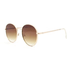 Retro Nerdy Round Thick Metal Rim Fashion Sunglasses