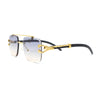 Rimless Luxury Jaguar Jewel Arm Rectangle Hustler Gangster Sunglasses