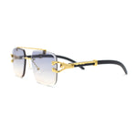 Rimless Luxury Jaguar Jewel Arm Rectangle Hustler Gangster Sunglasses