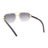 Rimless Luxury Jaguar Jewel Arm Rectangle Hustler Gangster Sunglasses