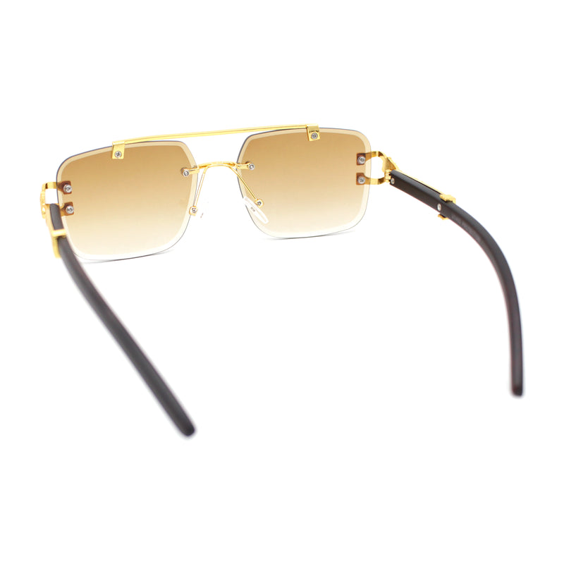 Rimless Luxury Jaguar Jewel Arm Rectangle Hustler Gangster Sunglasses