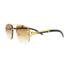 Rimless Luxury Jaguar Jewel Arm Rectangle Hustler Gangster Sunglasses