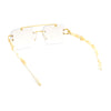 Rimless Luxury Jaguar Jewel Arm Rectangle Hustler Gangster Sunglasses