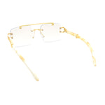 Rimless Luxury Jaguar Jewel Arm Rectangle Hustler Gangster Sunglasses