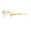 Rimless Luxury Jaguar Jewel Arm Rectangle Hustler Gangster Sunglasses