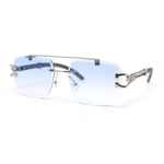 Rimless Luxury Jaguar Jewel Arm Rectangle Hustler Gangster Sunglasses