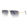 Luxury Bling Rimless Chain Jewel Arm Rectangle Hustler Gangster Sunglasses