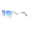 Luxury Bling Rimless Chain Jewel Arm Rectangle Hustler Gangster Sunglasses
