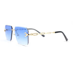 Luxury Bling Rimless Chain Jewel Arm Rectangle Hustler Gangster Sunglasses