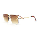 Luxury Bling Rimless Chain Jewel Arm Rectangle Hustler Gangster Sunglasses