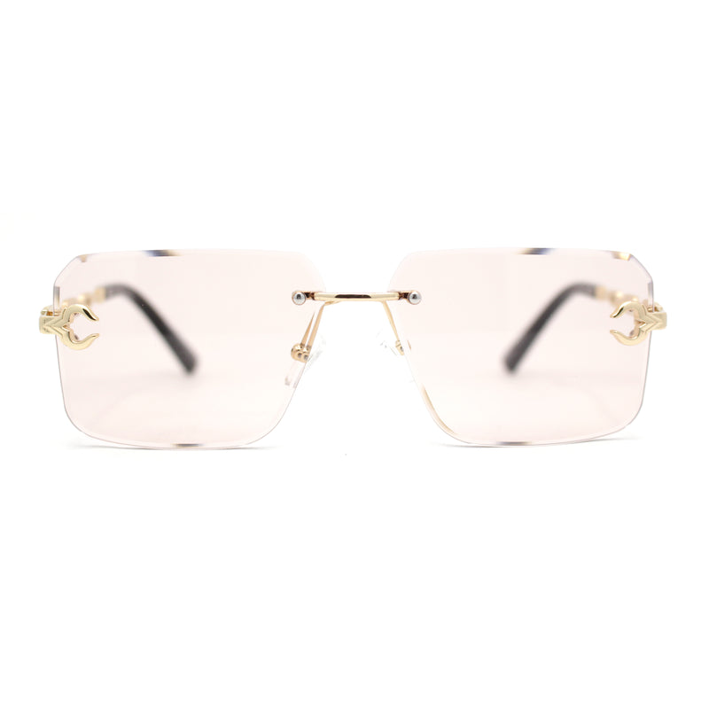 Luxury Bling Rimless Chain Jewel Arm Rectangle Hustler Gangster Sunglasses