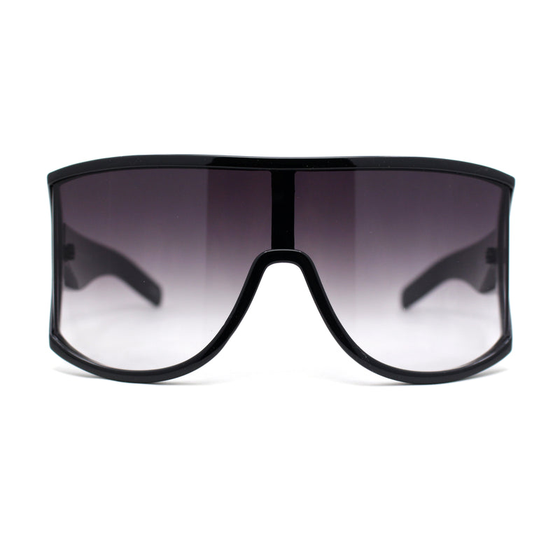 Flat Top Retro Oversized Wrap Around Shield Racer Plastic Sunglasses