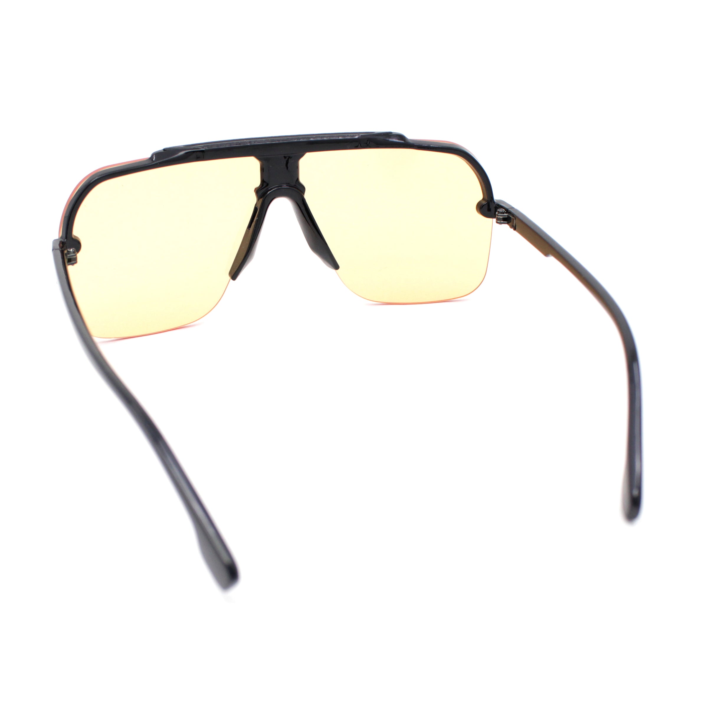 Mens Rimless Half Rim Oversized Mobster Rectangle Racer Plastic Sungla ...