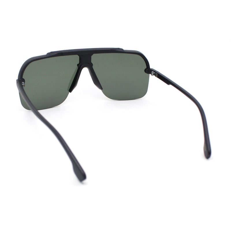 Mens Rimless Half Rim Oversized Mobster Rectangle Racer Plastic Sunglasses