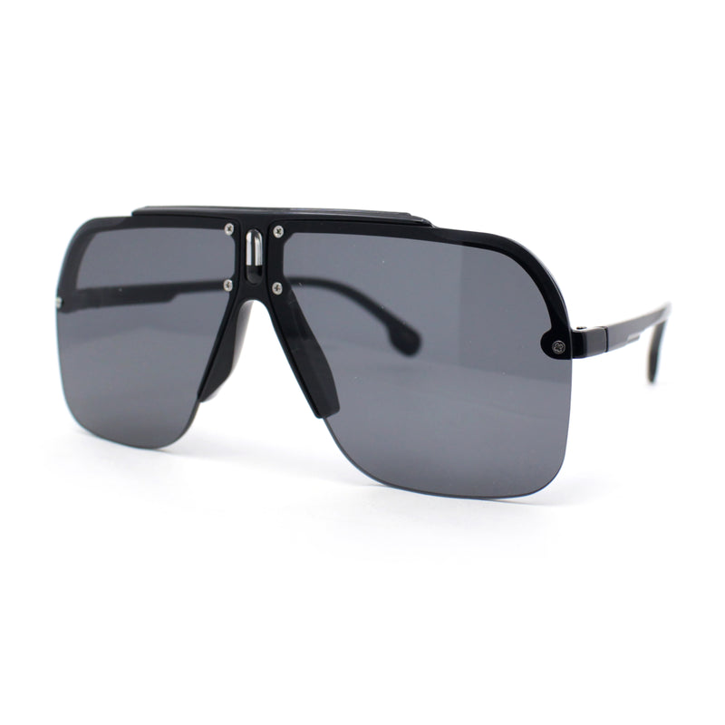 Mens Rimless Half Rim Oversized Mobster Rectangle Racer Plastic Sunglasses