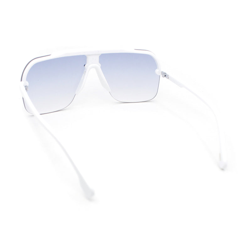 Mens Rimless Half Rim Oversized Mobster Rectangle Racer Plastic Sunglasses