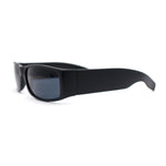 Mens Narrow Rectangle All Black Iconic Mad Dog Gangster Plastic Sunglasses