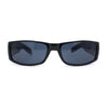 Mens Narrow Rectangle All Black Iconic Mad Dog Gangster Plastic Sunglasses