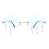 Womens Tassle Cloud Shape Rimless Unique Retro Party Shade Sunglasses