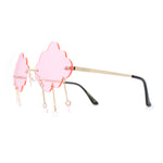 Womens Tassle Cloud Shape Rimless Unique Retro Party Shade Sunglasses