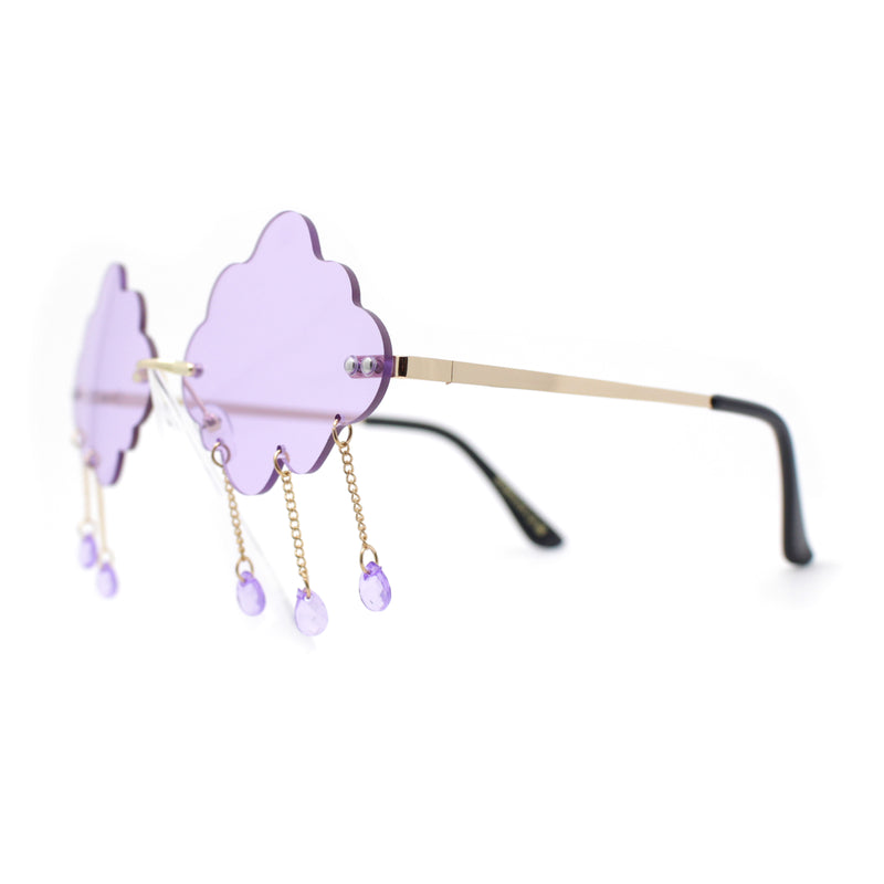 Womens Tassle Cloud Shape Rimless Unique Retro Party Shade Sunglasses