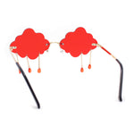 Womens Tassle Cloud Shape Rimless Unique Retro Party Shade Sunglasses