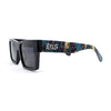 Locs Paint Splatter Arm Squared Rectangular Horn Rim Plastic Gangster Sunglasses