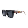 Locs Paint Splatter Arm Squared Rectangular Horn Rim Plastic Gangster Sunglasses