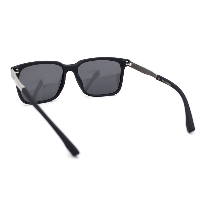 Mens Polarized Frost Plastic Horn Rim Metal Arm Sport Sunglasses