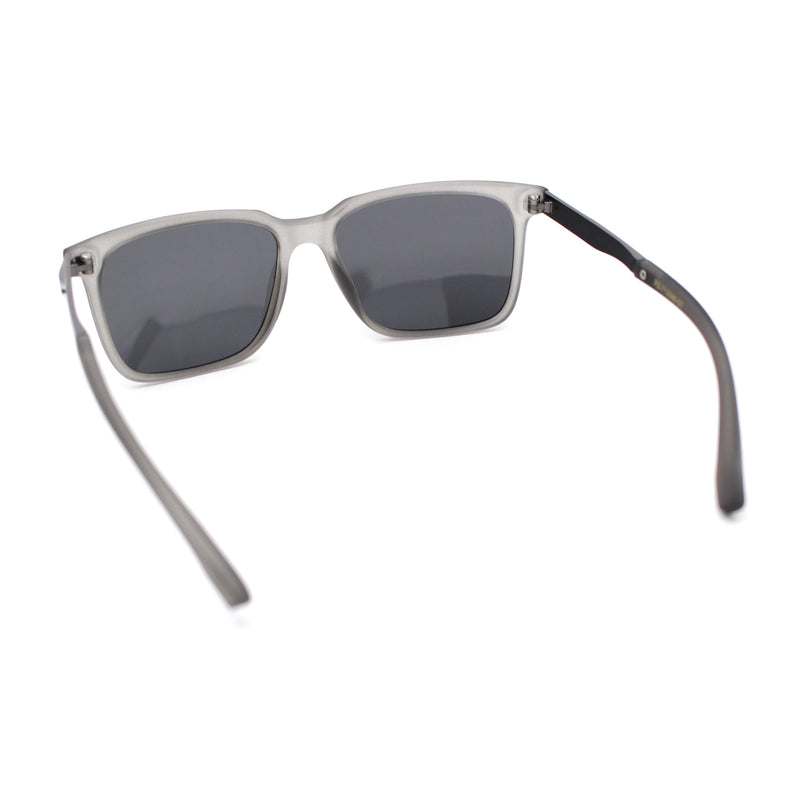 Mens Polarized Frost Plastic Horn Rim Metal Arm Sport Sunglasses