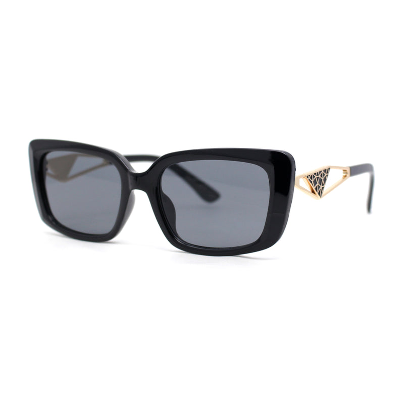 Womens Chic Designer Jewel Arm Rectangular Cat Eye Diva Sunglasses