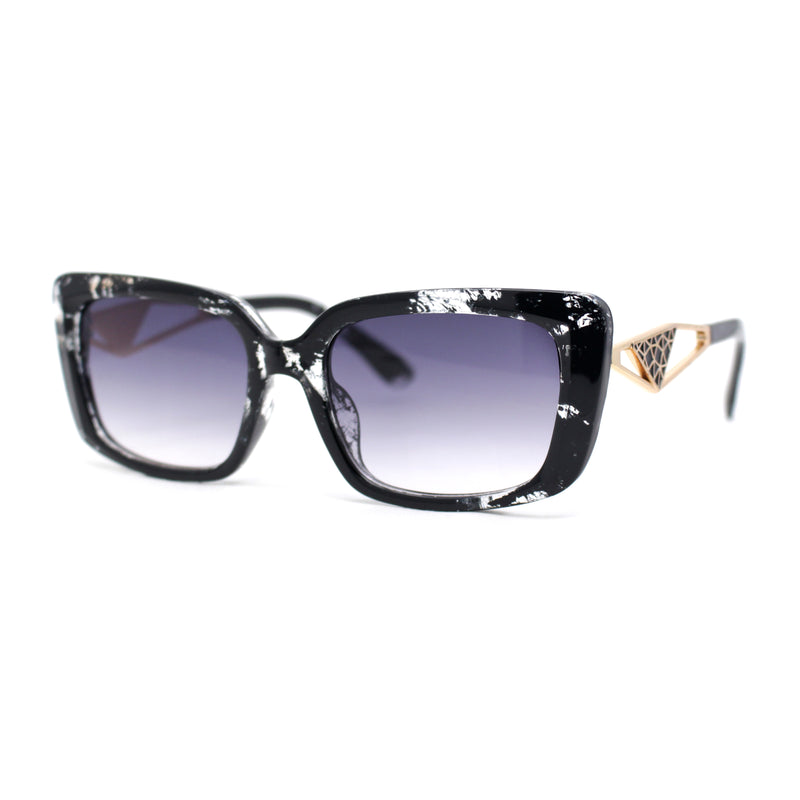 Womens Chic Designer Jewel Arm Rectangular Cat Eye Diva Sunglasses