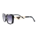 Womens Chic Designer Jewel Arm Rectangular Cat Eye Diva Sunglasses