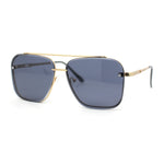 Mens Luxury Rimless Euro Style Mafia Metal Rim Rectangle Sunglasses