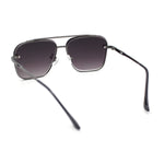 Mens Luxury Rimless Euro Style Mafia Metal Rim Rectangle Sunglasses