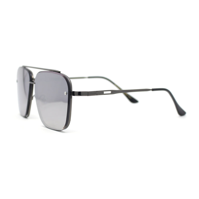 Mens Luxury Rimless Euro Style Mafia Metal Rim Rectangle Sunglasses